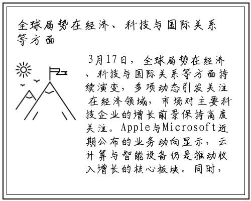 全球局势在经济、科技与国际关系等方面持续演变